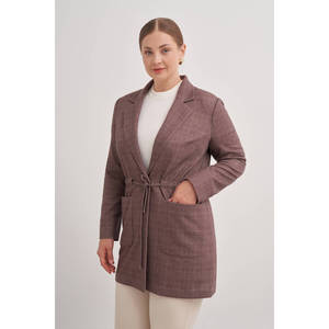 <b>Brown</b> Printed Long Wool Cardigan for Autumn Winter Casual Style - Product Image 2