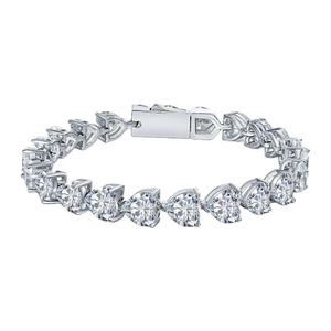 Luxury Tennis Bracelet for Women Rose Gold & Silver Heart with 40 Moissanite Lab Grown Diamonds Party Gift - Product Image 2