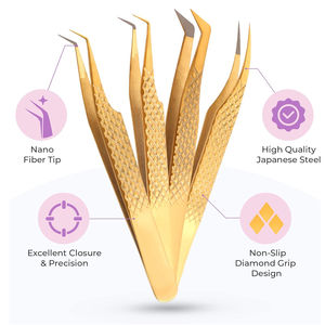 แหนบถอนขนตาทำจากสเตนเลสสตีลแหนบปรับแต่งสีพลาสม่าสีทองและโลโก้ได้ตามต้องการ - Product Image 6