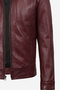 Veste en cuir pour homme, classique, bordeaux, Harrington, veste en cuir 2025 - Product Image 4