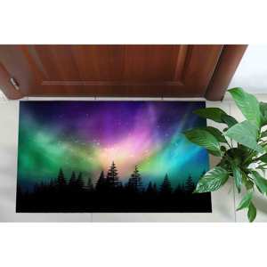 Tapis en chenille Aurore Boréale : Paysage des aurores boréales, antidérapant, tapis doux non tissé - Product Image 5