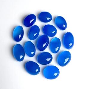 Fondo plano Calcedonia azul Onyx Cabochon Piedra preciosa Piedra de ágata de corte ovalado natural - Product Image 2