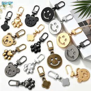 Tirador de cremallera metálico personalizado <span class=keywords><strong>con</strong></span> diseño de oso sonriente de dibujos animados, chapado en oro, plata y negro, accesorio de moda para bolsos, zapatos y sombreros - Product Image 1