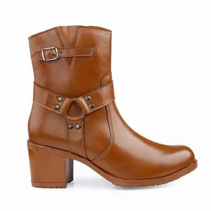 Bottines élégantes à talons hauts en PU pour femmes, tenue décontractée pour femmes avec boucle à fermeture éclair exclusive, caractéristique imperméable - Product Image 1