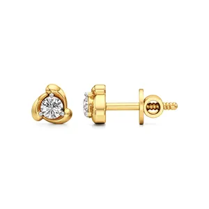 Boucles d'oreilles solitaires en or 14 carats avec diamant, en or rose, or blanc ou or jaune - Product Image 3