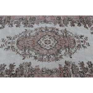 พรมตุรกีขนาดใหญ่ 5.5x8.9 ฟุต พรมวินเทจ พรมขนสัตว์สีน้ำตาลขาวสไตล์ตะวันตกเฉียงใต้ - Product Image 4