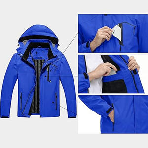 Chaqueta de lluvia impermeable con cinta de costura completa con capucha a prueba de viento suave Shell al aire libre Bloqueo de color/chaqueta de invierno de color contrastante - Product Image 5