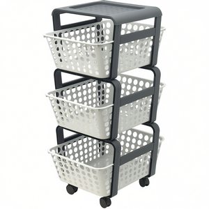 Carrito de Almacenamiento Portátil Ecoplast de Múltiples Niveles con Ruedas, Diseño de 3 Capas, Capacidad de 20-35L, Plástico PP, Estilo Minimalista, Carga Máxima 9kg - Product Image 2