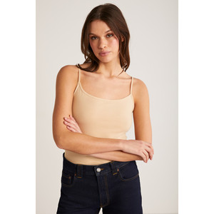 Débardeur basique en coton fin à fines bretelles et col carré pour femme ETHIQUET Khloe, coupe ajustée et slim - Product Image 1