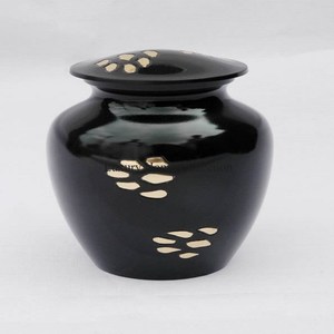 Cendres durables Urnes Couleur blanche Métal enduit de poudre Gravé Conception florale Couvercle de couleur marron et bordure Cendres funéraires Urnes - Product Image 6
