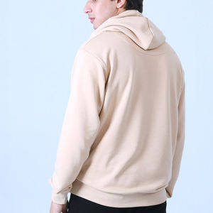 Sudadera beige con tejido suave, estampado tropical, bolsillo frontal y ajuste relajado, perfecta para comodidad casual y uso diario. - Product Image 3