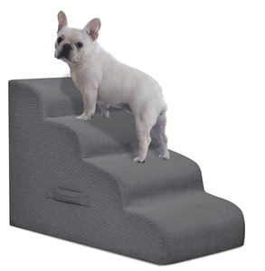 Langlebige rutsch feste Hunde treppe mit hoher Dichte Solides Muster 4-Stufen-Haustierstufen für hohe Betten Couch Wasch bar gebogen Modern für Hunde - Product Image 1