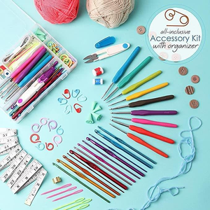 73 pcs Crochet kit, Ergonomic Crochet Hooks với sợi Kim Khâu đánh dấu Vải Tote túi cho crocheting Craft người mới bắt đầu - Product Image 5