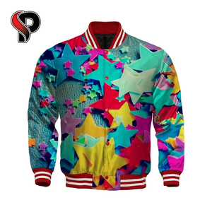 Chaqueta de béisbol de satén para hombre, ropa deportiva de invierno con adorno a rayas, decoración de sublimación, chaqueta de bombardero de lona - Product Image 4