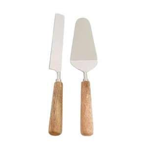 Ensemble de serveurs de gâteaux avec logo personnalisable manche en bois de qualité supérieure avec outils de gâteaux en acier inoxydable à l'aspect simple - Product Image 5