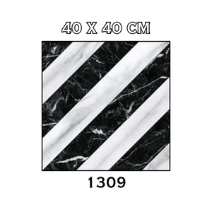 Carreaux de sol en céramique à surface brillante imprimés numériquement 400x400 mm Rayures carrées noires et blanches Carreaux de sol intérieurs et extérieurs - Product Image 6