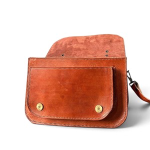 High Vintage Leather Small Lady Bohemian Messenger Sling Bag <b>Retro</b> Satchel Shoulder Handbag <b>Light</b> Weight Dual Buckle Zipper - Product Image 3