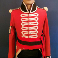 Veste rouge personnalisée en laine lourde britannique Regt Deatsville pour hommes vestes napoléoniennes pour hommes fabrication de broderies OEM ODM toutes tailles