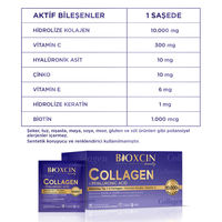 Bioxcin Beauty Collagen Powder Sachets 30 x 11 g |   10 000 mg de collagène avec acide hyaluronique, kératine, biotine et vitamines
