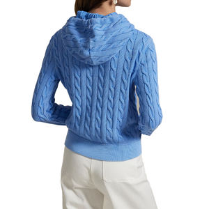 OEM ODM Custom Premium Cable-Knit Cotton <b>Knitted</b> Medium-Weight <b>Hoodie</b> Women Embroidered Casual Style Hooded Collar Pockets All - Product Image 2