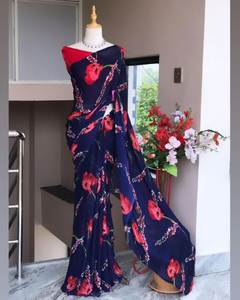 Sari Georgette moderno para bodas Diwali Graduaciones Playas-Producto de tendencia - Product Image 6