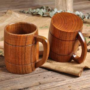 Tasse en bois biologique de couleur naturelle écologique de forme ronde personnalisée tasse à café de voyage avec poignée en bois Occasion de Noël - Product Image 6