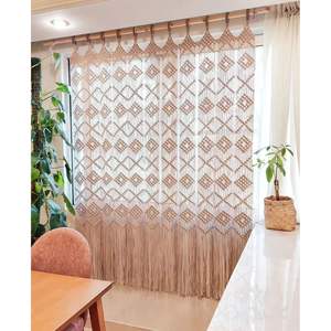 Hermoso Cortinón de Macramé Estilo Boho, Ecológico, con Patrón Vertical, para Colgar en la Sala de Estar, para Decoración del Hogar o Uso en Restaurantes - Product Image 1