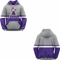Sweat à capuche homme Labubu, style vintage, respirant, à manches longues, hiver, décontracté, hip-hop, imprimé numérique anime, en polaire avec poche kangourou
