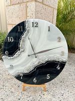 Jam Dinding Resin Epoxy Desain Modern Baterai, Ukuran Sesuai Pesanan, Mewah, Handmade, Abstrak Geometris, Dekorasi Rumah, Pernikahan