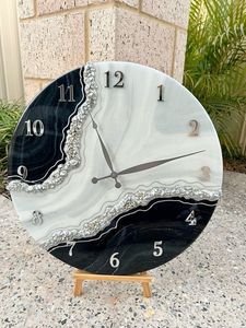 Horloge murale en résine époxy HOME, résine époxy pour salon, meilleure qualité, décoration intérieure, horloge murale personnalisée, meilleure qualité - Product Image 5