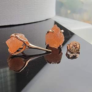 Classic Rose Gold-Plated Handmade Sunstone <b>Stud</b> Earrings 5-7mm July Birthstone Jewelry for Women Gift - Product Image 2