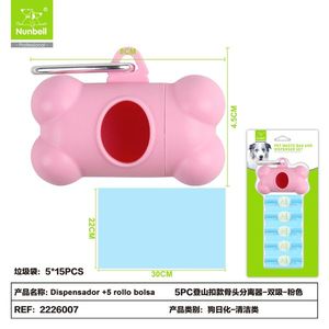 Dispensador de Bolsas para Desechos de Mascotas con 5 Rollos de Bolsas para Excrementos de Perro - Product Image 1