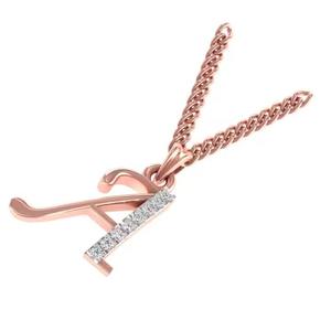 Pendentif en or rose 18 carats avec diamant, plaqué rhodium, design A-Alphabet, pour cadeau - Product Image 3