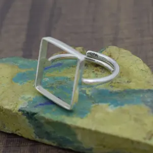 S925 anillo de plata esterlina 7-30 MM anillo de collar cuadrado venta al por mayor bisel ajuste anillo de plata accesorios de joyería hechos a mano - Product Image 1