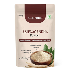 Polvo de Raíz de Ashwagandha 100% Puro y Natural de Grado Alimenticio OEM/ODM para el Alivio del Estrés y el Apoyo Inmunológico - Product Image 1