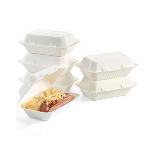 9x6 Boîte de repas à emporter biodégradable écologique avec couvercles Plats et assiettes sains sans plastique pour emporter - Product Image 1