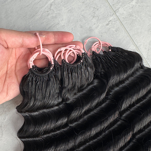 Extensions de cheveux humains naturels noirs style bohème, ondulations profondes, pour tresses, boucles douces et volumineuses. - Product Image 2