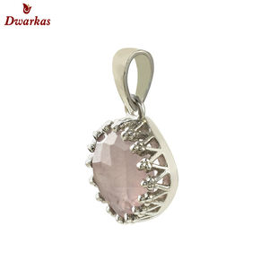Fine jewelry 925 sterling silver natural <b>rose</b> <b>quartz</b> gemstone pendant for gift - Product Image 2