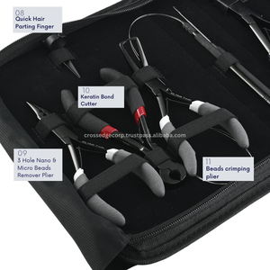 Professional Hair Extension <b>Tools</b> Kit 3 Hole & Tape in Weft Pressing Plier Mini <b>Thread</b> Scissor Keratin Bond Cutter Grade - Product Image 3