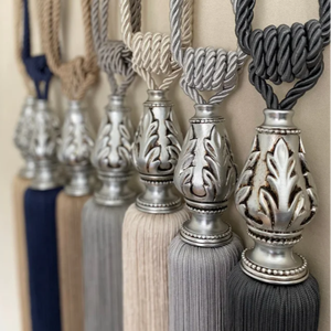 Pack of 2 - Curtain <b>Tie</b> <b>Back</b> - Silver <b>Tie</b> <b>Backs</b> - Silver Home Decor - Gray Curtain <b>Tie</b> - Product Image 1