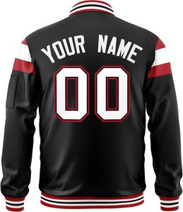 Premium Varsity Jacket Luxury Oversized Bomber Satin Contraste Stripes High Quality Urban Streetwear OEM Chaqueta al por mayor para hombres - Product Image 5