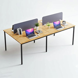 OMA HBOM008 4-Piece Cluster <b>Desk</b> Natural Melamine Wood Modern & Minimalist Design <b>Foldable</b> for Home Office Workspace - Product Image 1