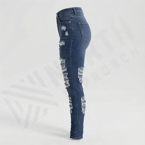 Pantalones Vaqueros de Mezclilla Ajustados Destruidos para Mujer, Color Personalizado de Alta Calidad al por Mayor, Pantalones de Cintura Alta, Ropa Elegante de Primera Calidad - Product Image 3