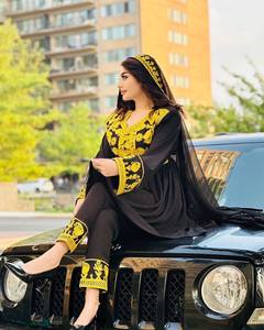 Vente chaude robe Kuchi noire pour adultes fait à la main coton pakistanais indien Salwar USA Design modeste filles afghanes hiver Choli - Product Image 1