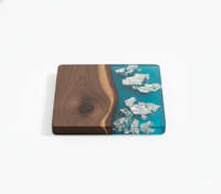 Sous-verres en bois et résine de style américain haut de gamme, faits à la main, en bois massif avec incrustation de résine époxy, imprimés UV, durables, résistants à l'eau et à la chaleur