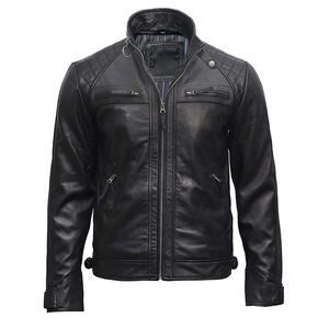 Chaqueta de cuero negra elegante de invierno para hombre, elegante, en todas las tallas, con logotipo personalizado y etiqueta privada. Chaqueta de cuero para hombre. - Product Image 2