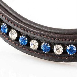 Correa de cuero ondulado hecho a mano con relleno y costuras cómodas, cristal claro decorativo y zafiro mega ostentoso - Product Image 4