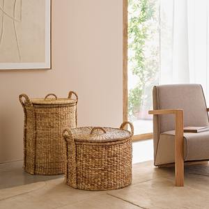 <b>Large</b> round water hyacinth <b>basket</b> with a sturdy handle Handmade <b>Storage</b> <b>Basket</b> Wholesale eco-friendly Made in Vietnam - Product Image 5