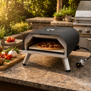 Four à <span class=keywords><strong>pizza</strong></span> professionnel 12/16 pouces - <span class=keywords><strong>Gaz</strong></span> propane, rotation automatique - Appareil à <span class=keywords><strong>pizza</strong></span> en acier inoxydable homologué ETL pour cuisson à haute température en 60 secondes - Product Image 1
