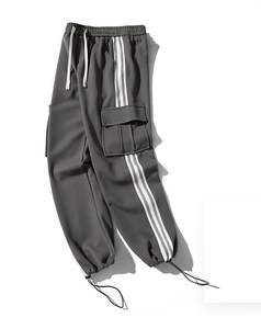 Venta al por mayor Pantalones atléticos para hombres 100% algodón Pantalones deportivos casuales de pierna ancha holgados Forro polar de color elástico de cintura alta - Product Image 2